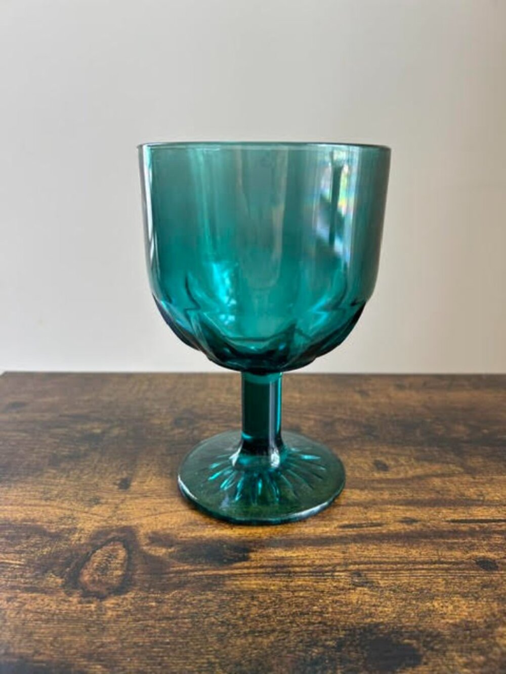 Vintage Bartlett-Collins Dart Aqua Teal Blue Goblet